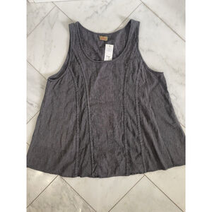 NWT tulip Black And Gray Pinstripe Swing Tank Tunic Loose Fit Women’s Small